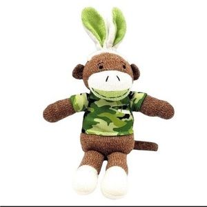 Dan Dee Camo Sock Monkey Rabbit Doll Brown 12" Ears Shark Green Shirt Easter
